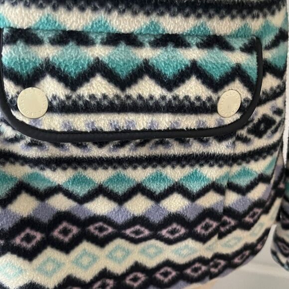 Talbots Petites Multi Colored Full Zip fleece Utility Jacket Snap Pockets SZ SP - Picture 6 of 8